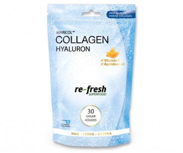 Collagen Hyaluron + C-vitamin, Re-fresh Superfood. 30 dagar högdos