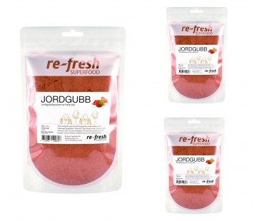 Jordgubbspulver, Re-fresh Superfood. 125 g, 3-PACK