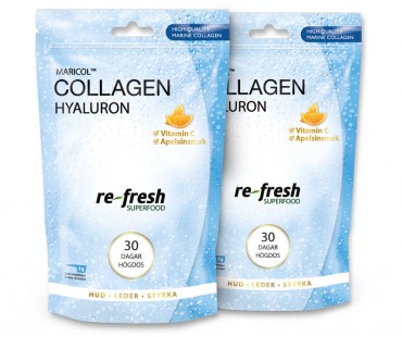 Collagen Hyaluron + C-vitamin, Re-fresh Superfood. 30 dagar högdos, 2-PACK